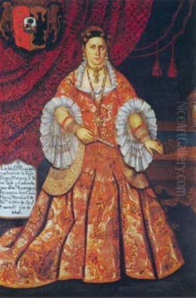 Rosa Juliana Sanchez de Tagle, 1ra marquesa de Torre Tagle (1687-1761) Oil Painting by Cristobal de Aguilar