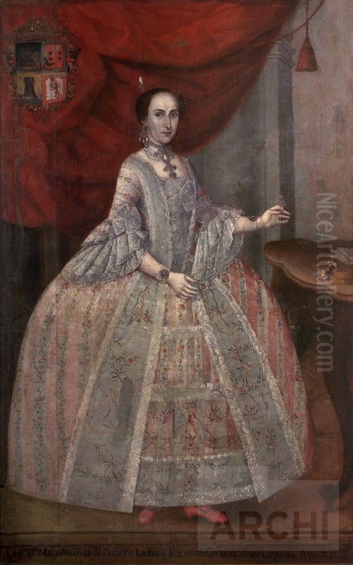 Retrato de Nicolasa de Ontanon y Valverde, III Condesa de las Lagunas (1740-1808) Oil Painting by Cristobal de Aguilar