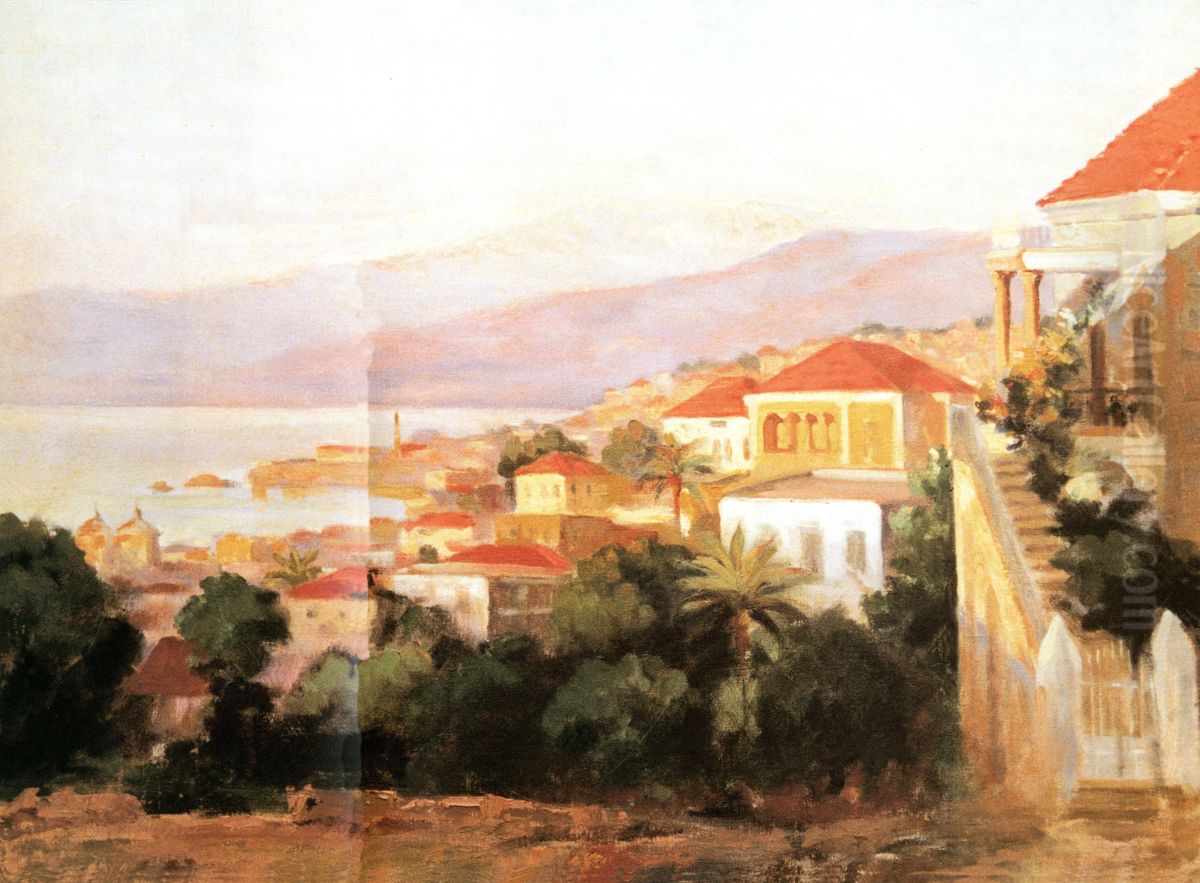 A View From Beirut. Oil Painting by Moustafa Farroukh
