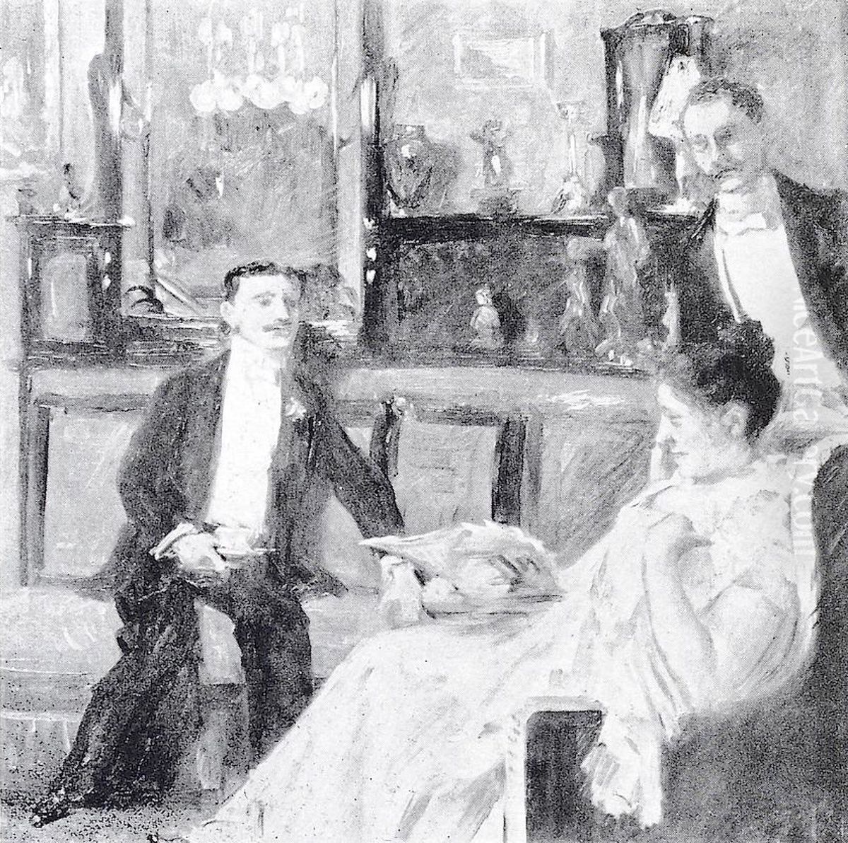 Unterhaltung Oil Painting by Lovis (Franz Heinrich Louis) Corinth