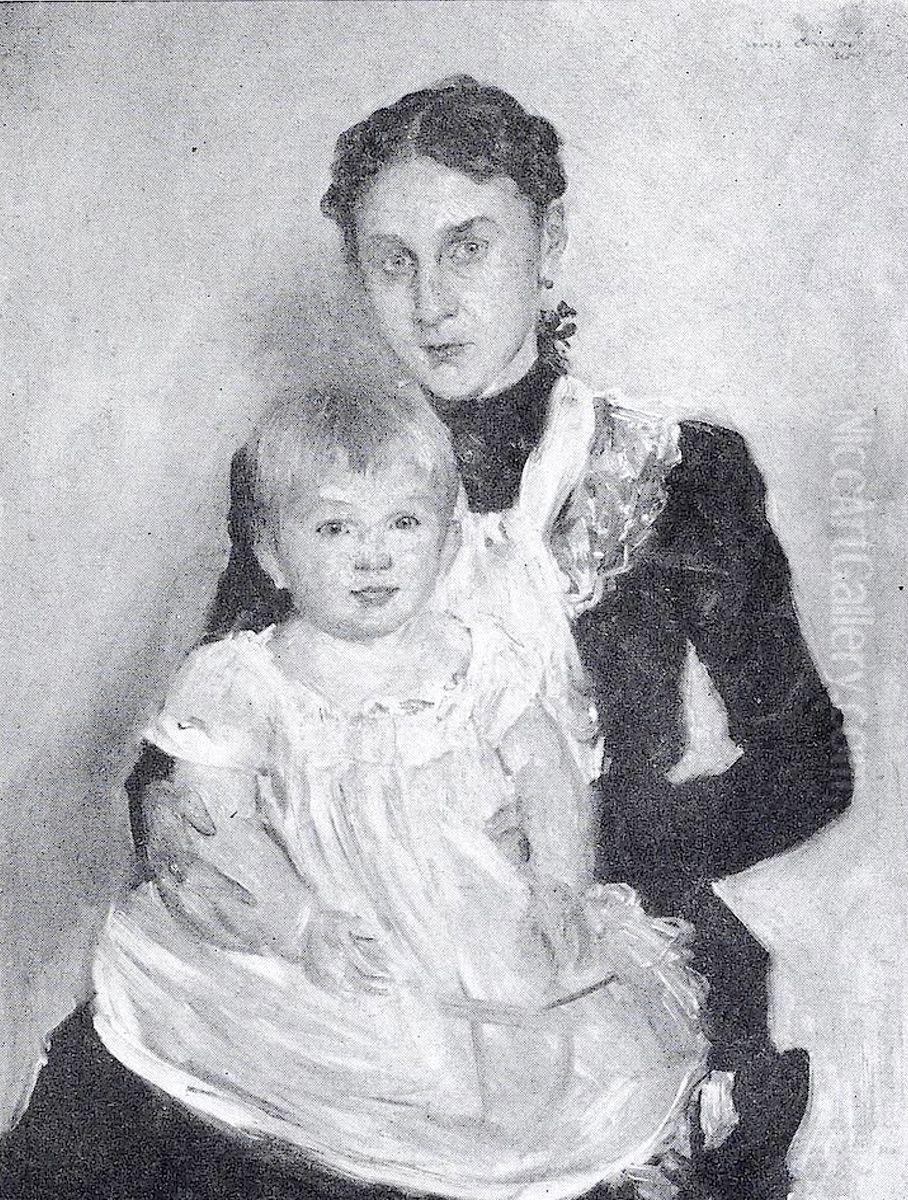 Portrat Frau Roll mit ihrem Sohn Walter Oil Painting by Lovis (Franz Heinrich Louis) Corinth