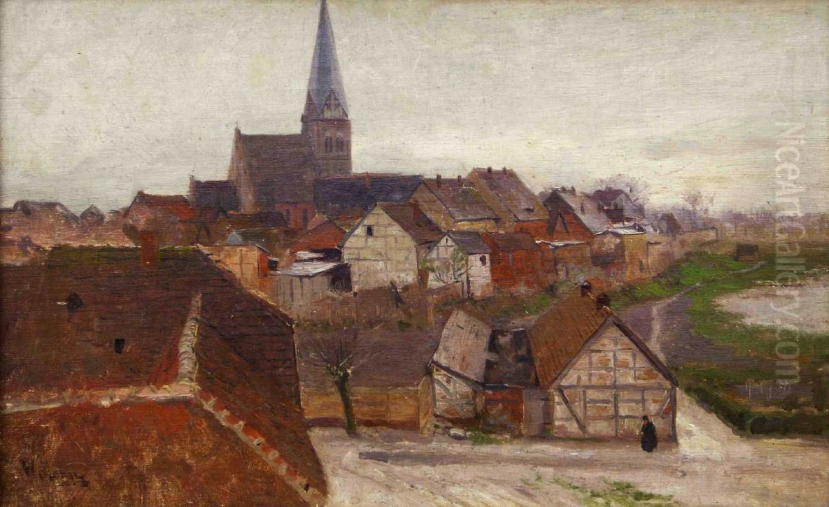 View of a town in Mecklenburg Oil Painting by Walter Moras