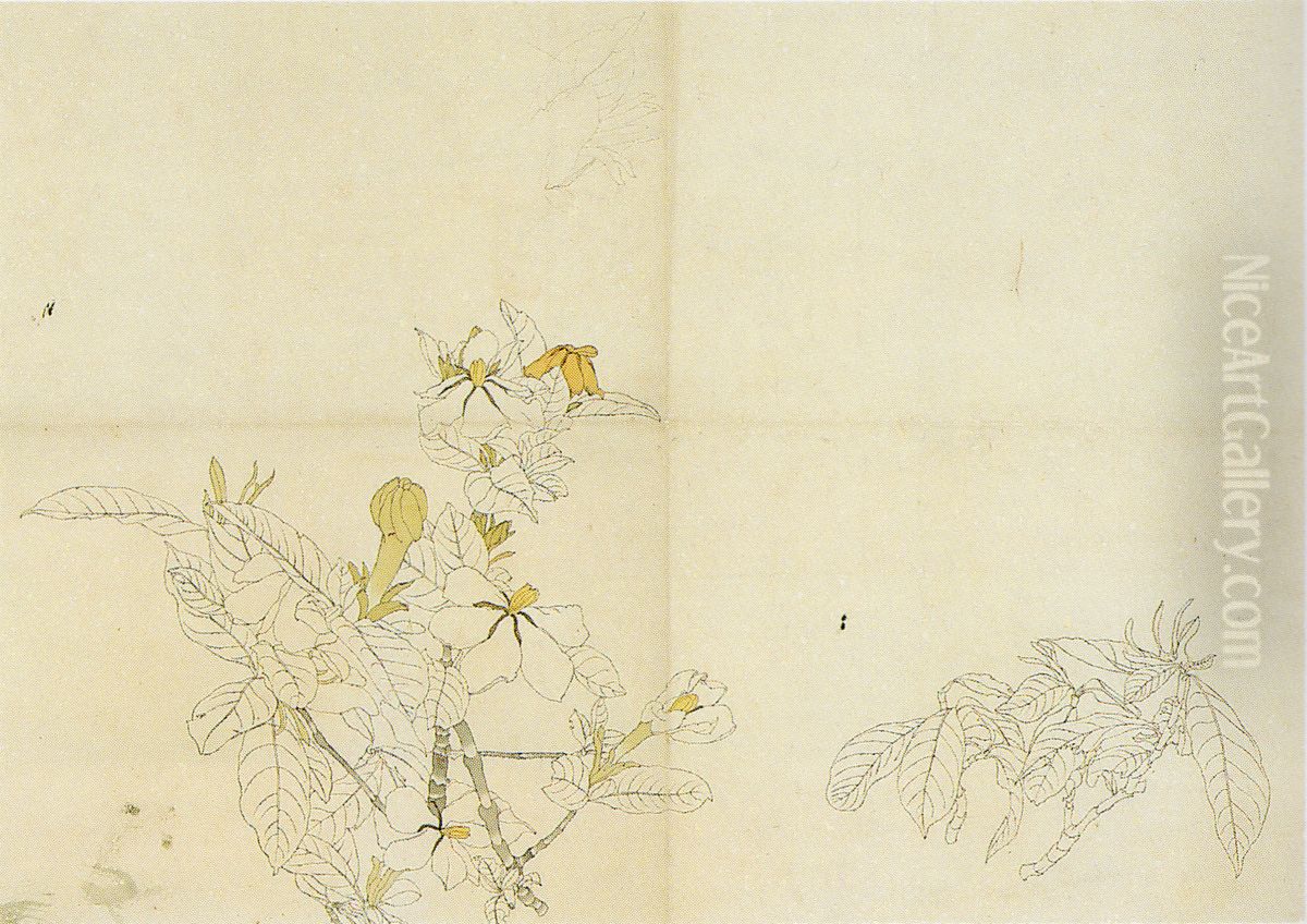 Gardenia Oil Painting by Aimitsu