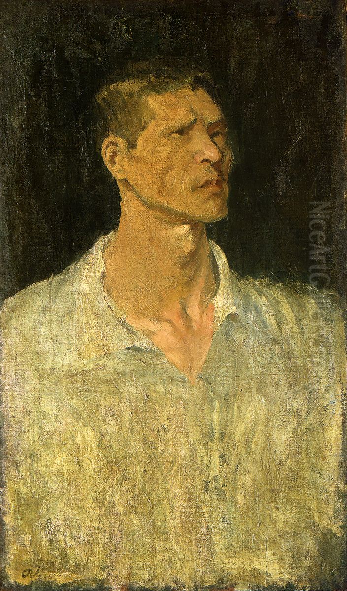 Self-Portrait dressed in a White Shirt Oil Painting by Aimitsu