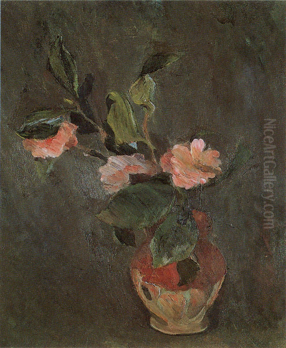 Sasanqua Oil Painting by Aimitsu