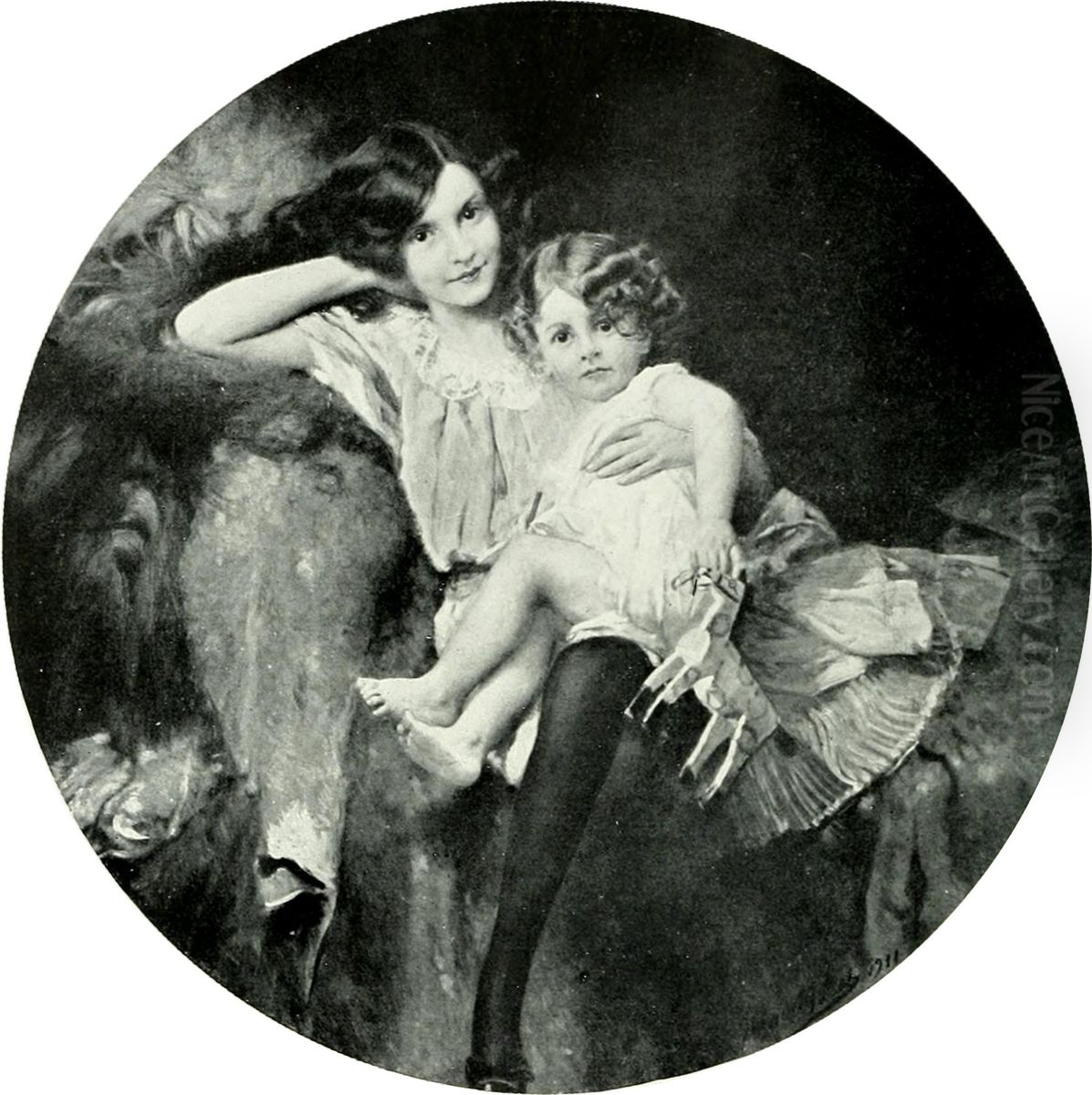 Frere et Soeur Oil Painting by Aime Morot