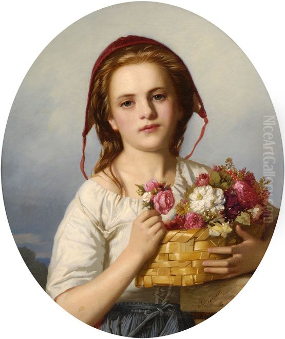 Blumenmadchen Oil Painting by Philipp-Albert Gliemann