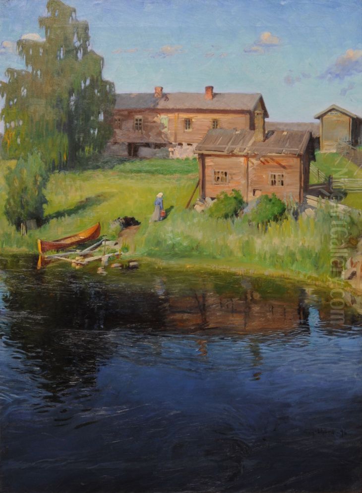 Homely Shore Oil Painting by Albert Gebhard