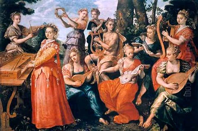 Apollo and the Muses Oil Painting by Maerten De Vos