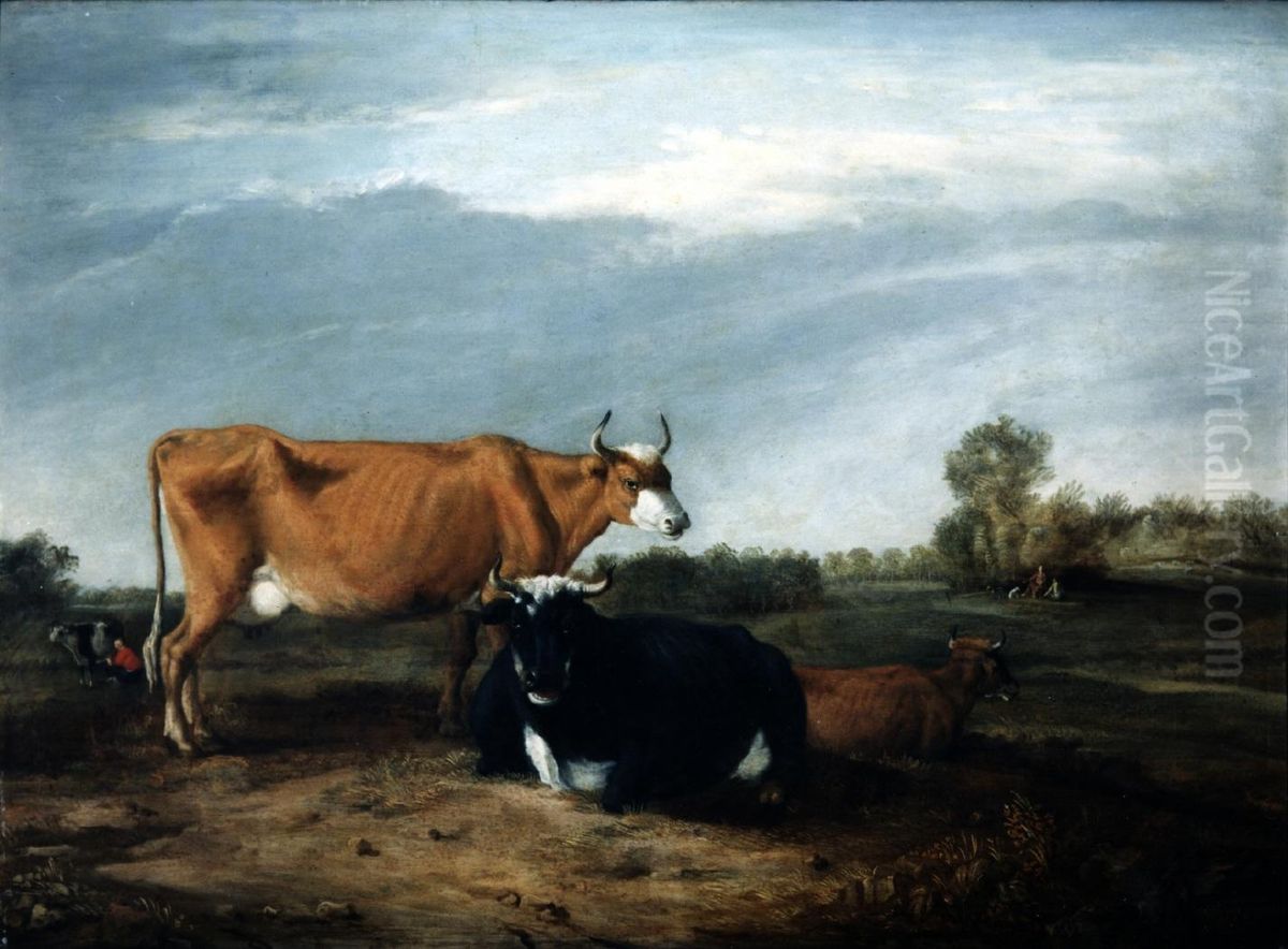 Landscape with cattle Oil Painting by Albert Klomp