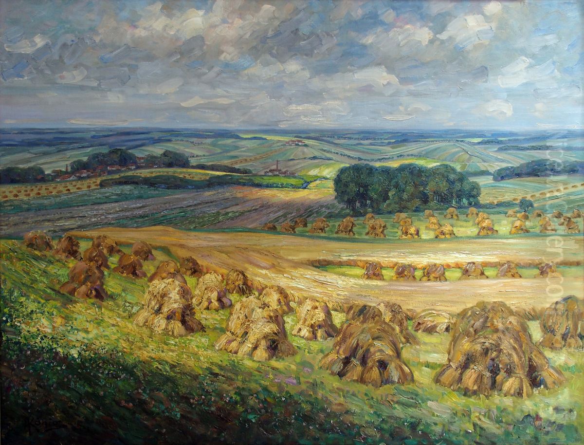 Erntelandschaft im Vorharz Oil Painting by Albert Konig