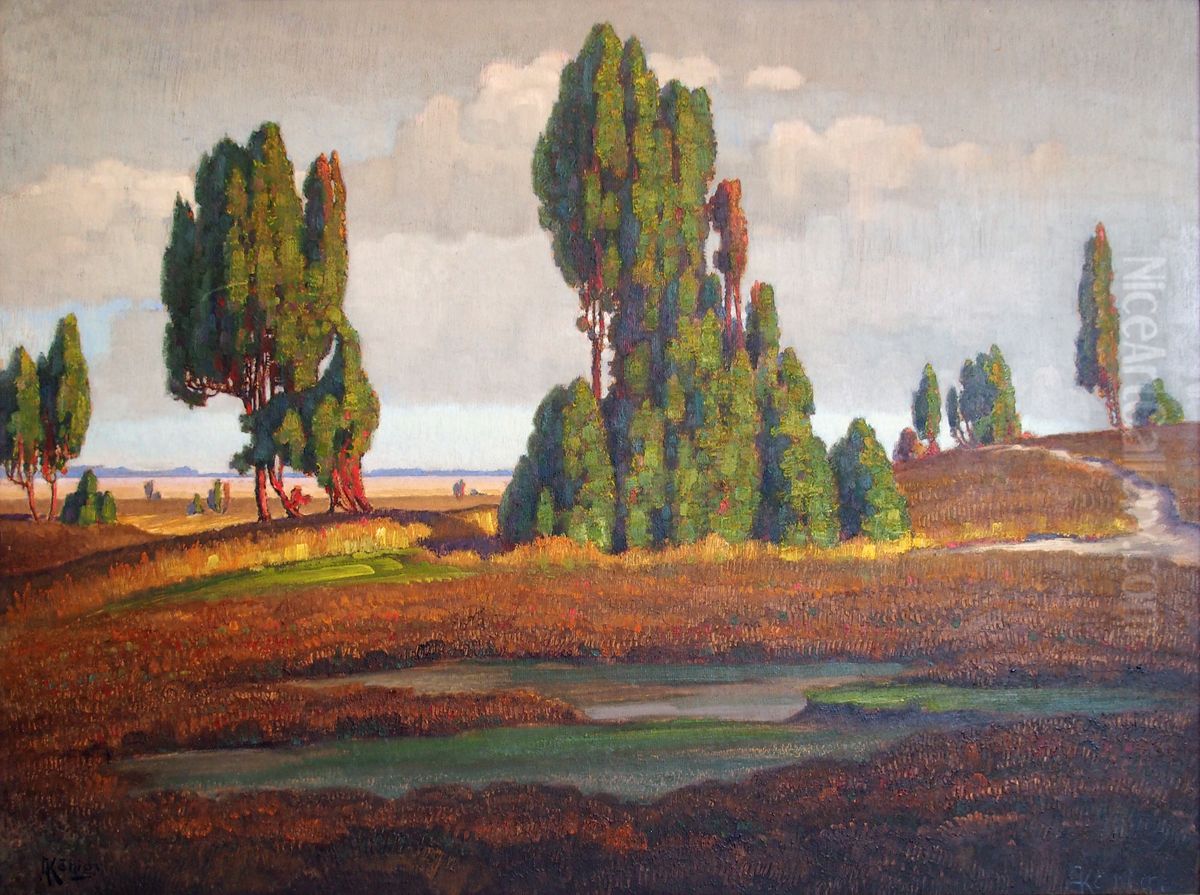 Heidelandschaft mit Wacholder Oil Painting by Albert Konig