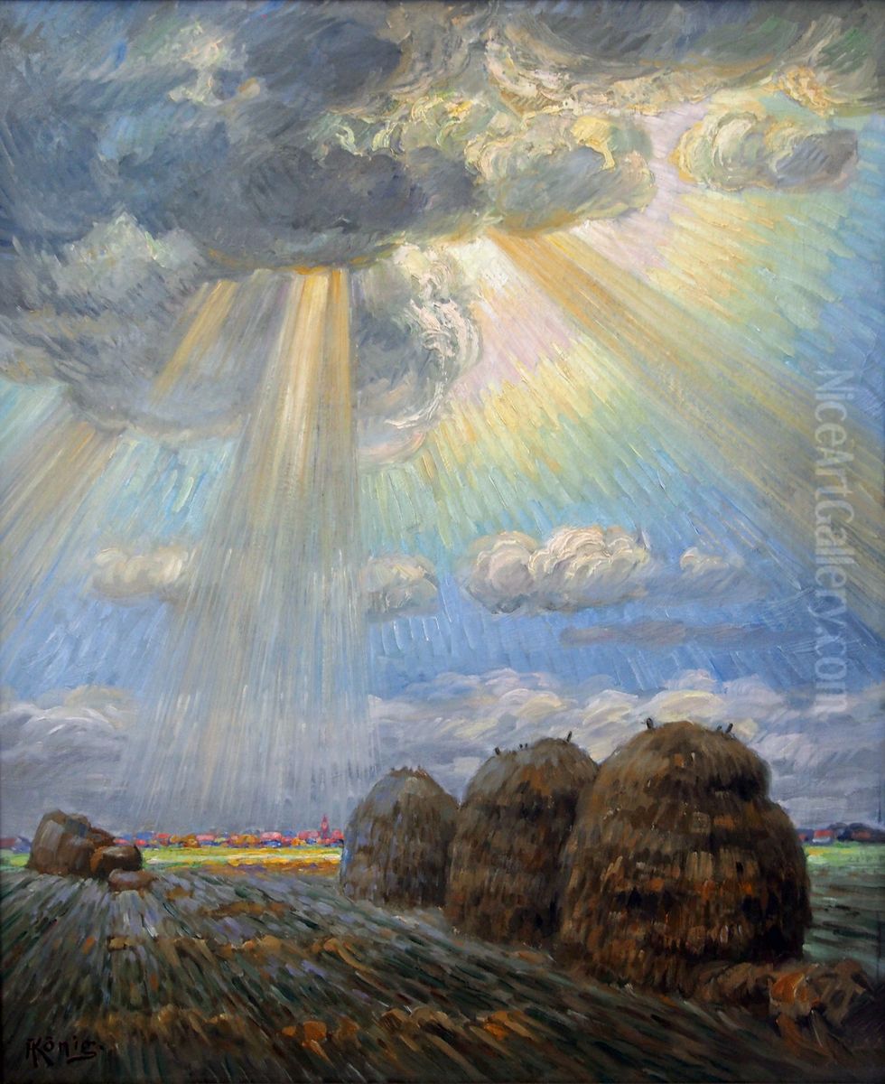 Sonne, die durch Wolken bricht Oil Painting by Albert Konig
