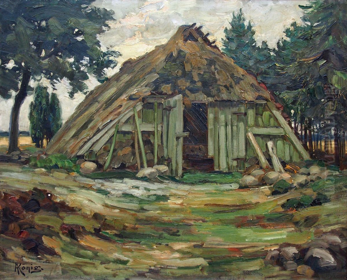 Schafstall Oil Painting by Albert Konig