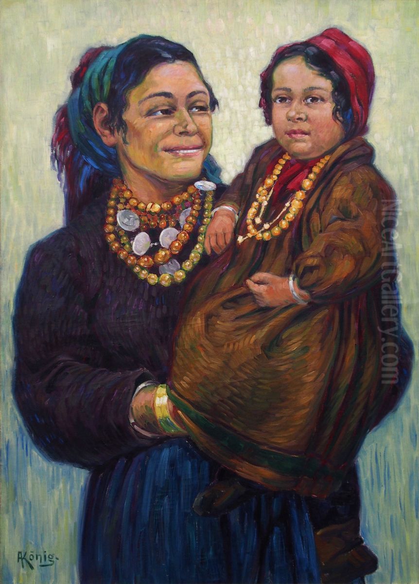 Zigeunerin mit Kind Oil Painting by Albert Konig