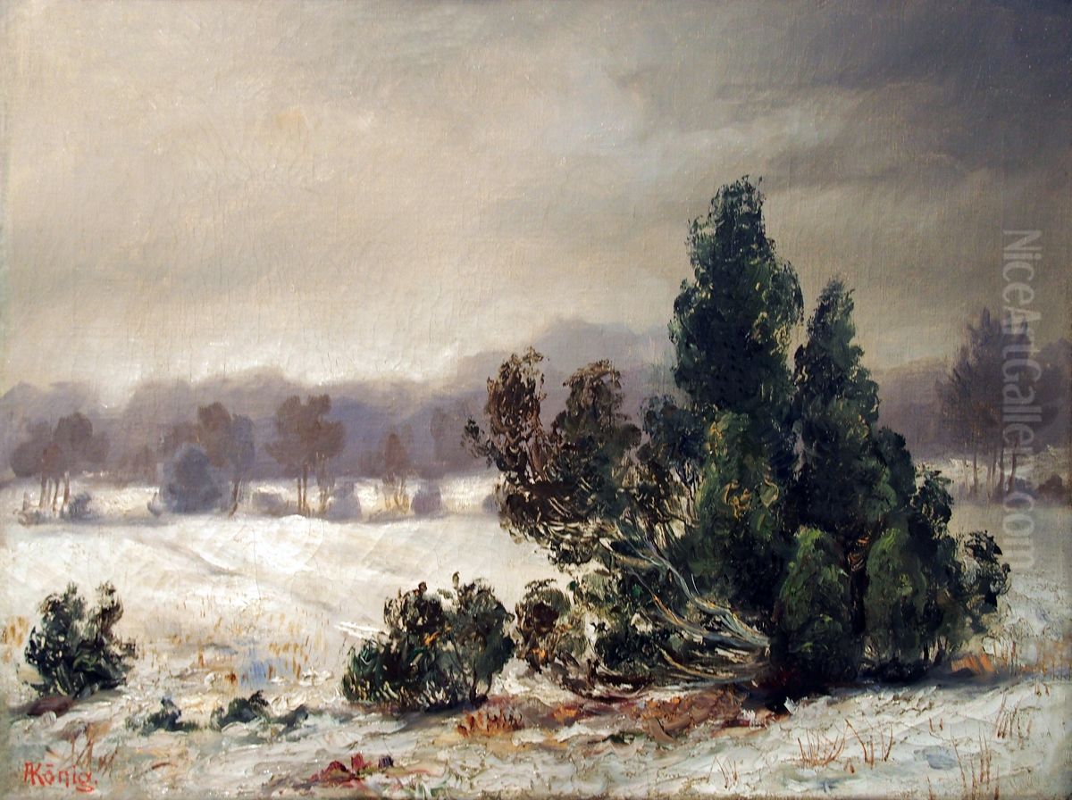 Wacholder im Schnee Oil Painting by Albert Konig