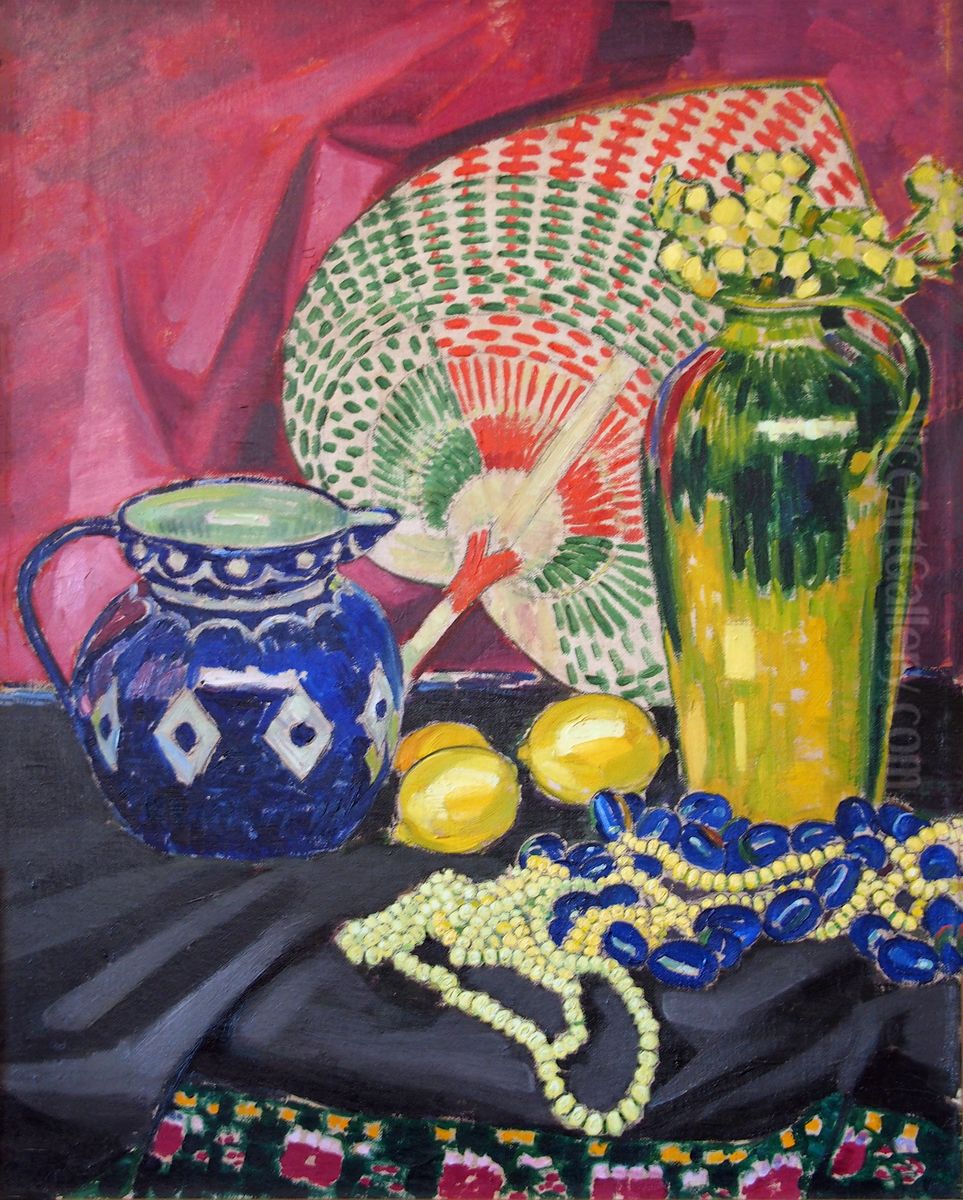 Stillleben mit Facher Oil Painting by Albert Konig