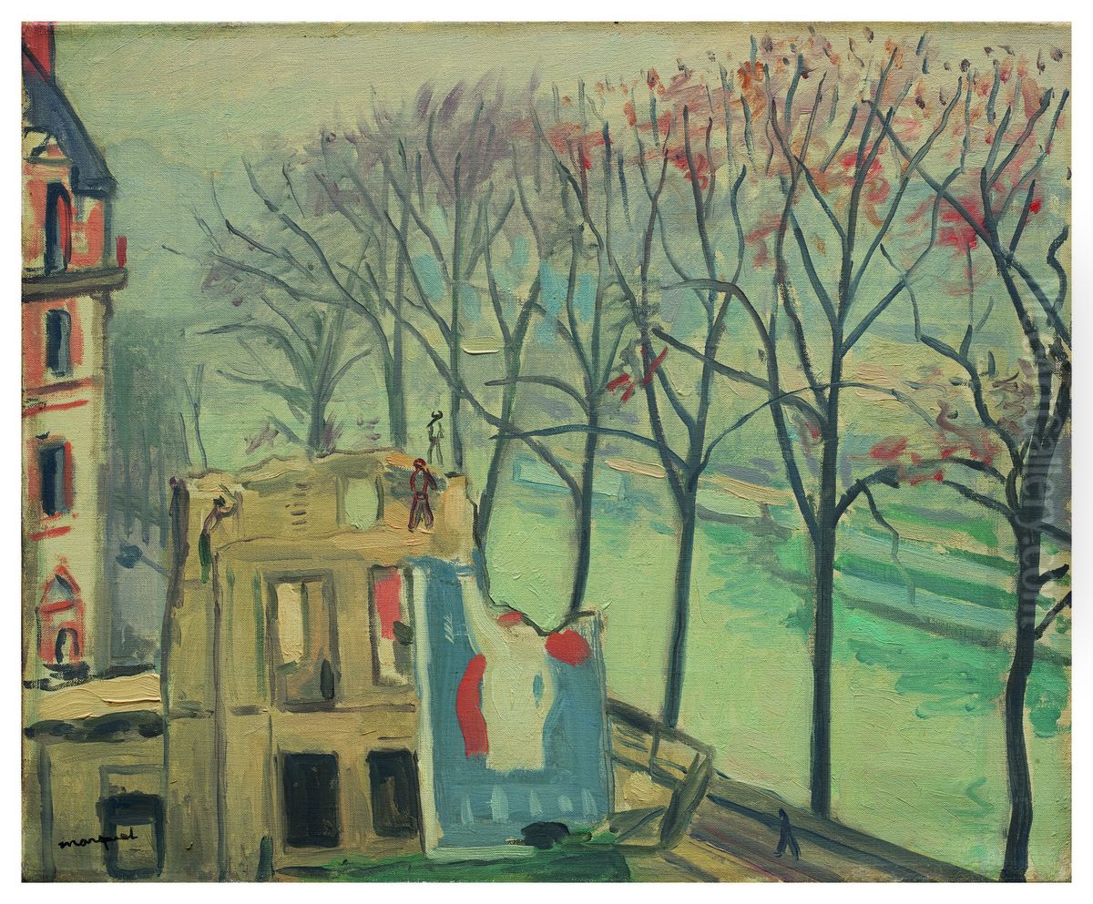 Houses being demolished Quai de Conti, Paris Oil Painting by Albert Marquet