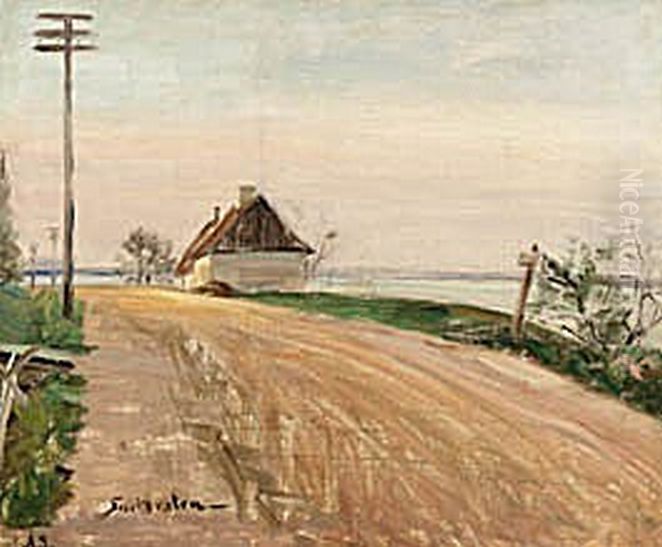 Strandvejen at Snekkersten. Oil Painting by Albert Gottschalk