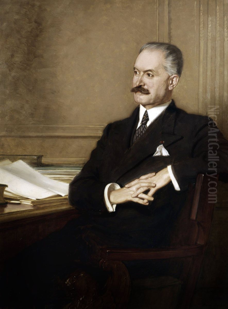 Albert Lebrun, President of the Republic (1871-1950) Oil Painting by Marcel Baschet