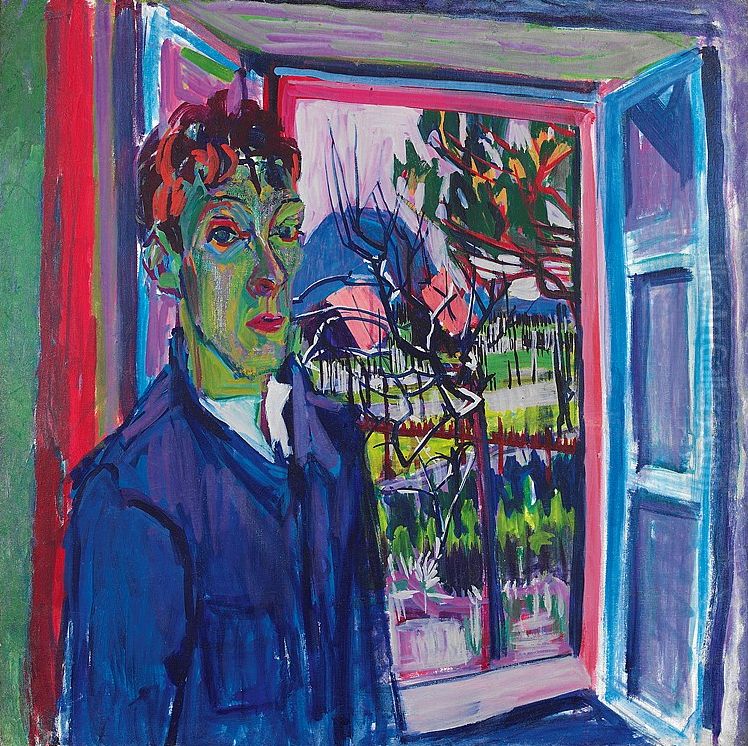 Albert Muller- Selbstbildnis, 1926 Oil Painting by Albert Muller