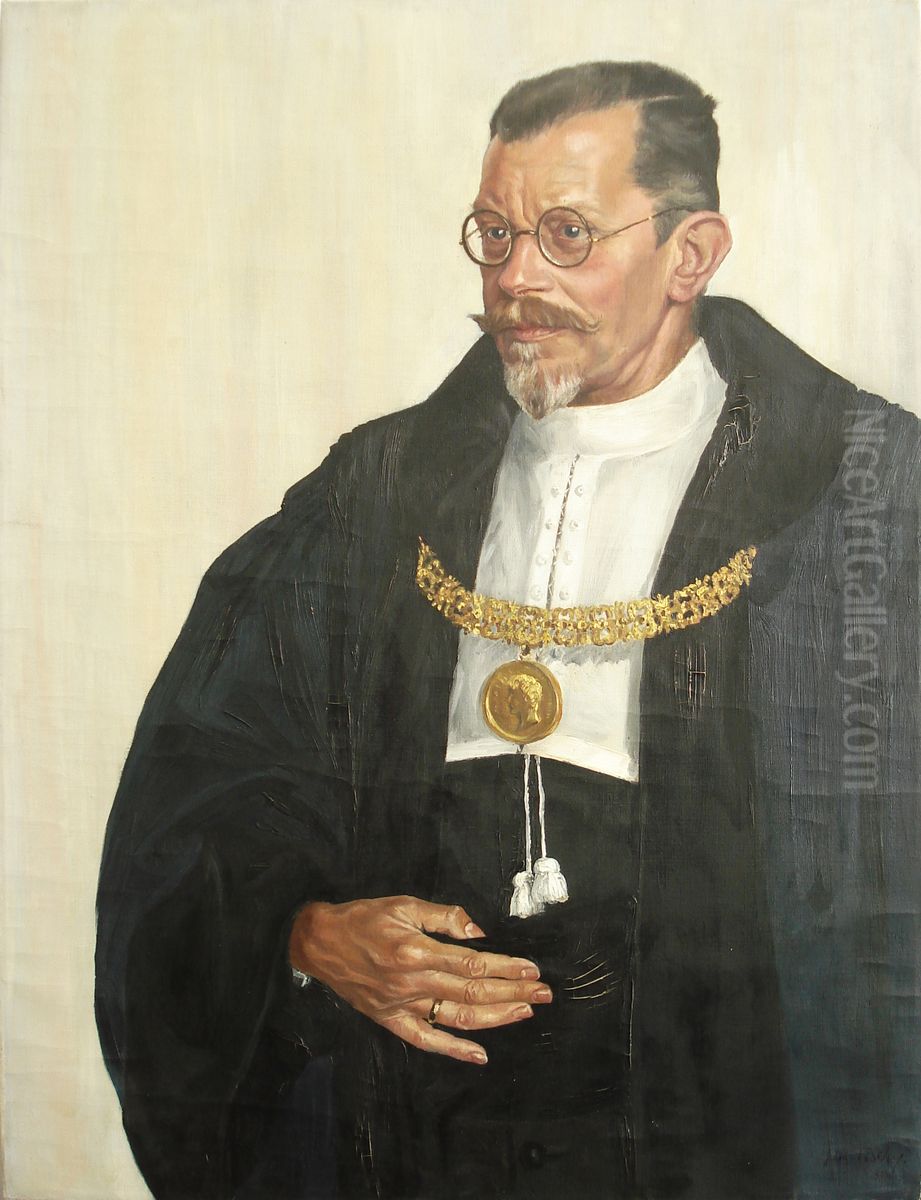 Prof. Dr. Albert Rehm Oil Painting by Ernst Albert Fischer-Corlin