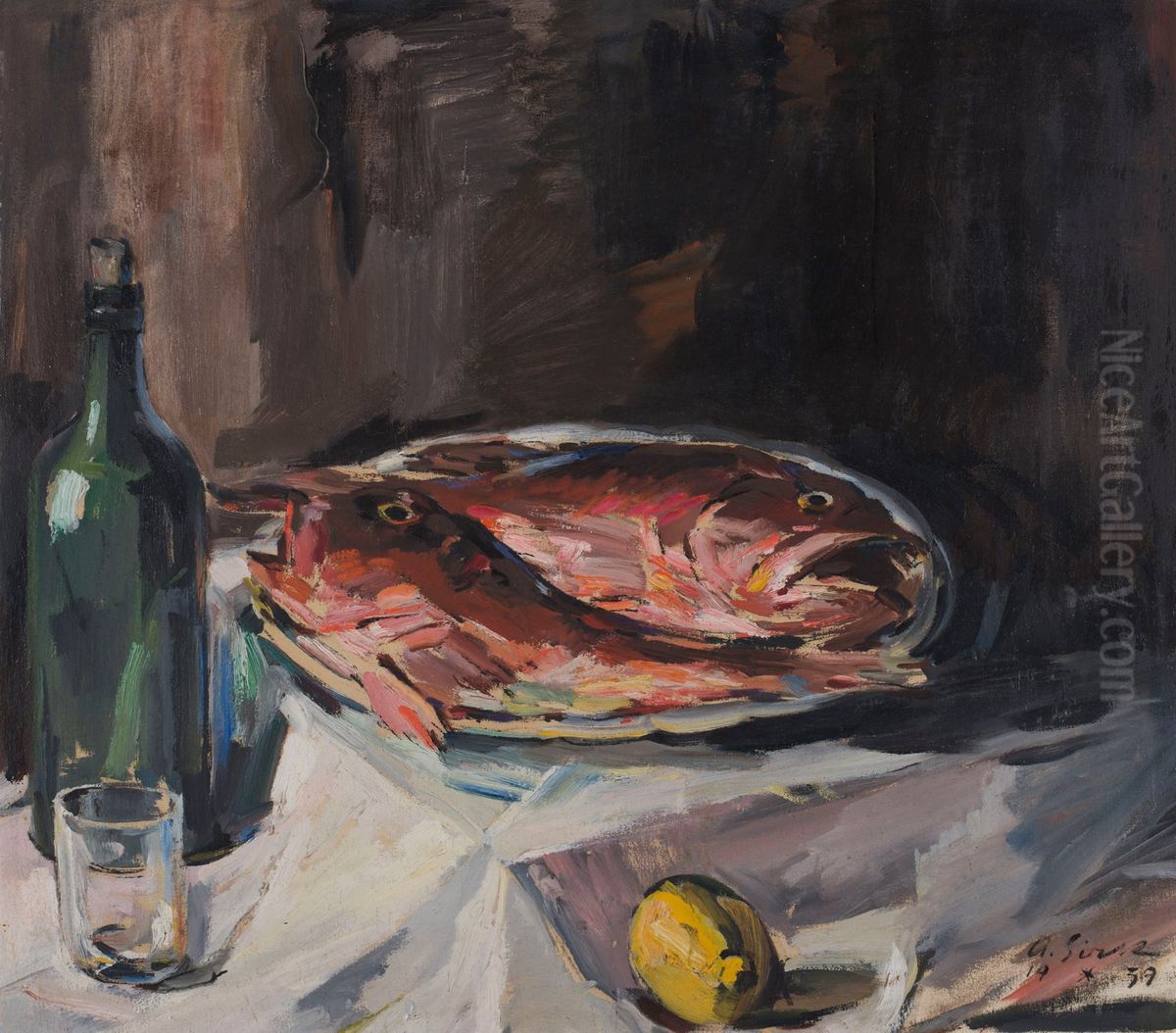 Ribe Oil Painting by Albert Sirk