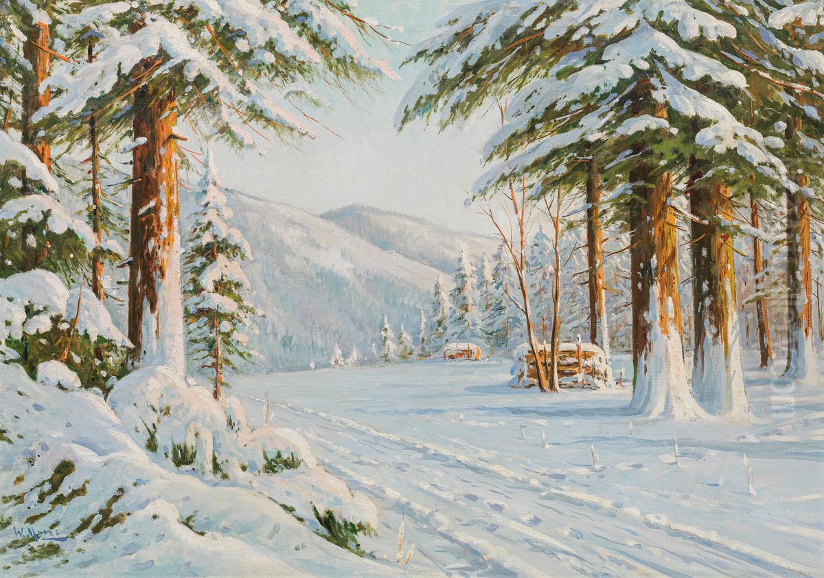 Winterwald Oil Painting by Bruno Moras