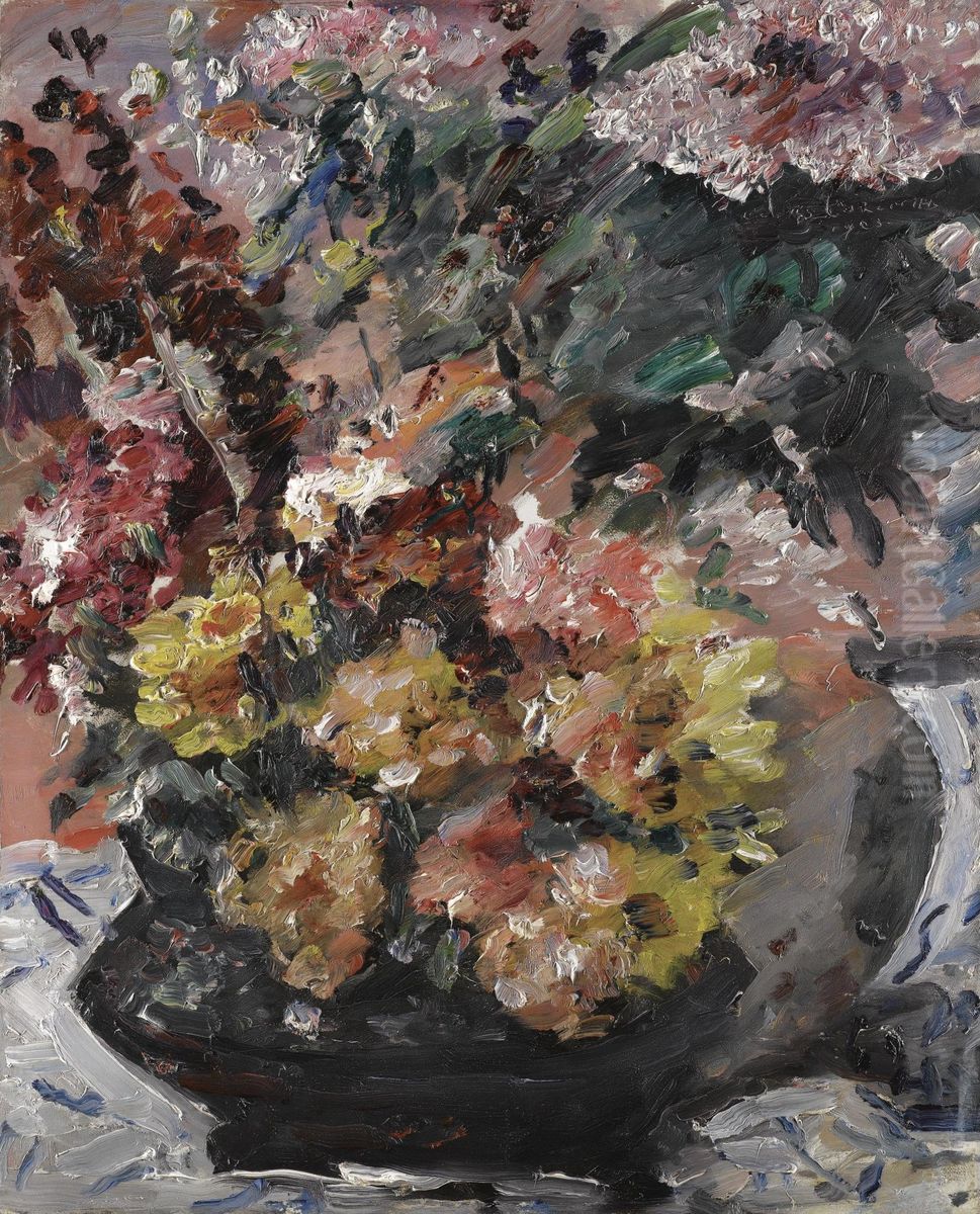 Flowers in a Bronze Bucket Oil Painting by Lovis (Franz Heinrich Louis) Corinth