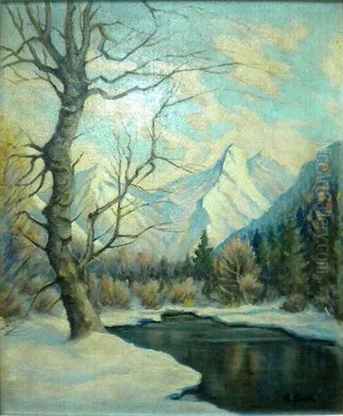 Robanov kot v Logarski dolini Oil Painting by Albert Sirk