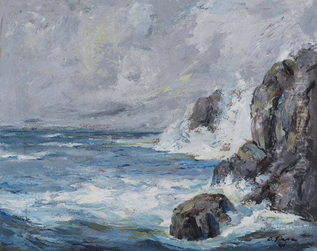 Seashore Oil Painting by Albert Sirk