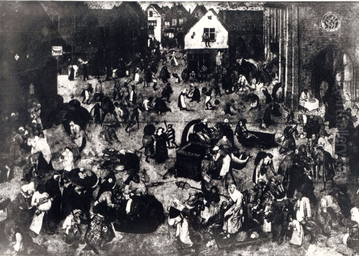 The Fight Between Carnival and Lent. Oil Painting by Pieter Brueghel the Elder