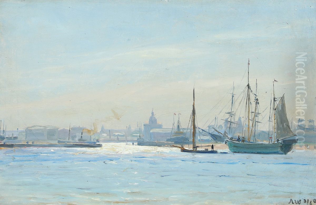 ndsejlingen til Kobenhavns Havn Oil Painting by Albert Wang