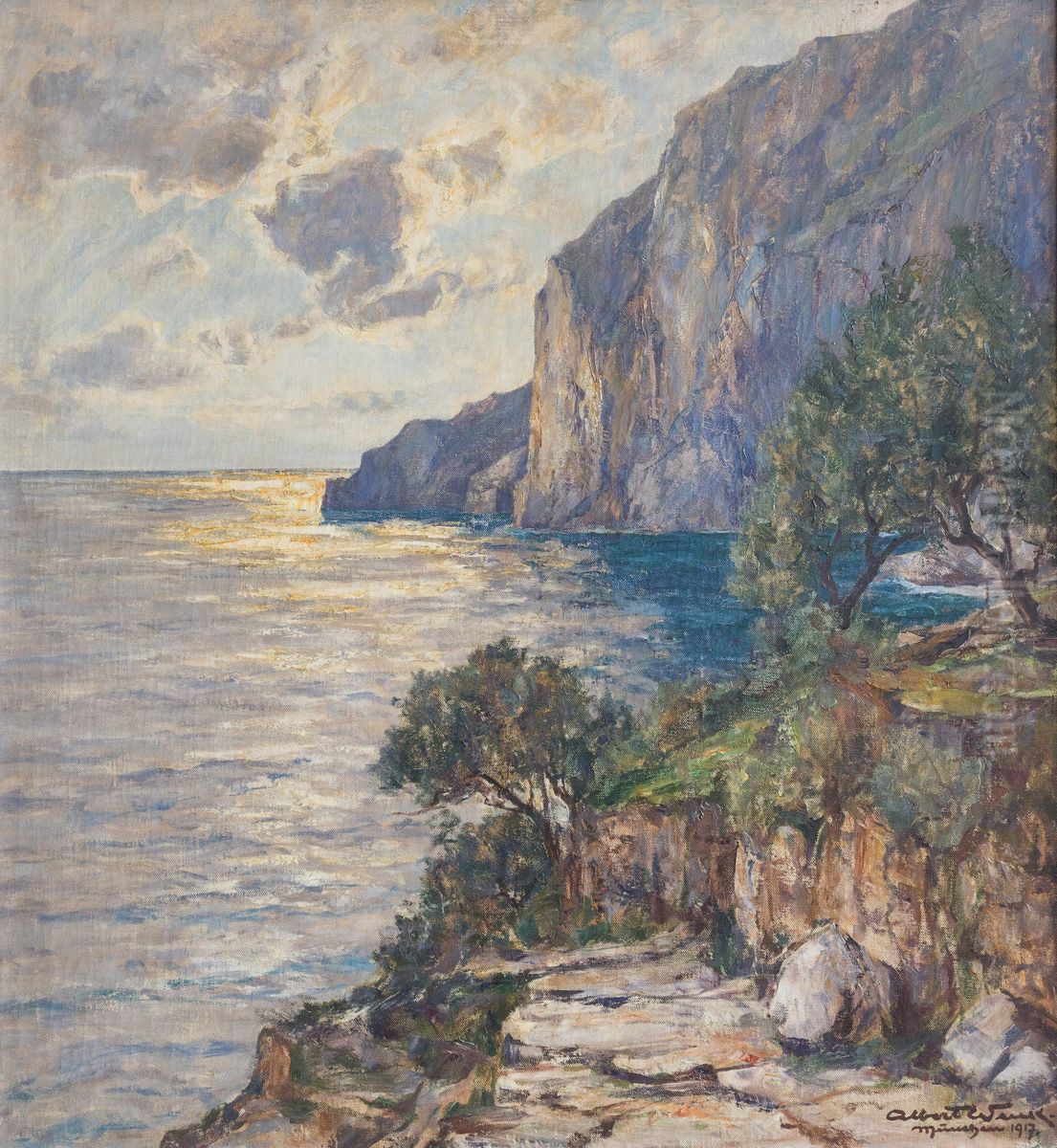 On the way to the Faraglioni, Capri, Oil Painting by Albert Wenk