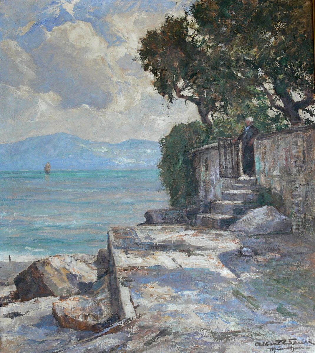 Szene am Bodensee Oil Painting by Albert Wenk