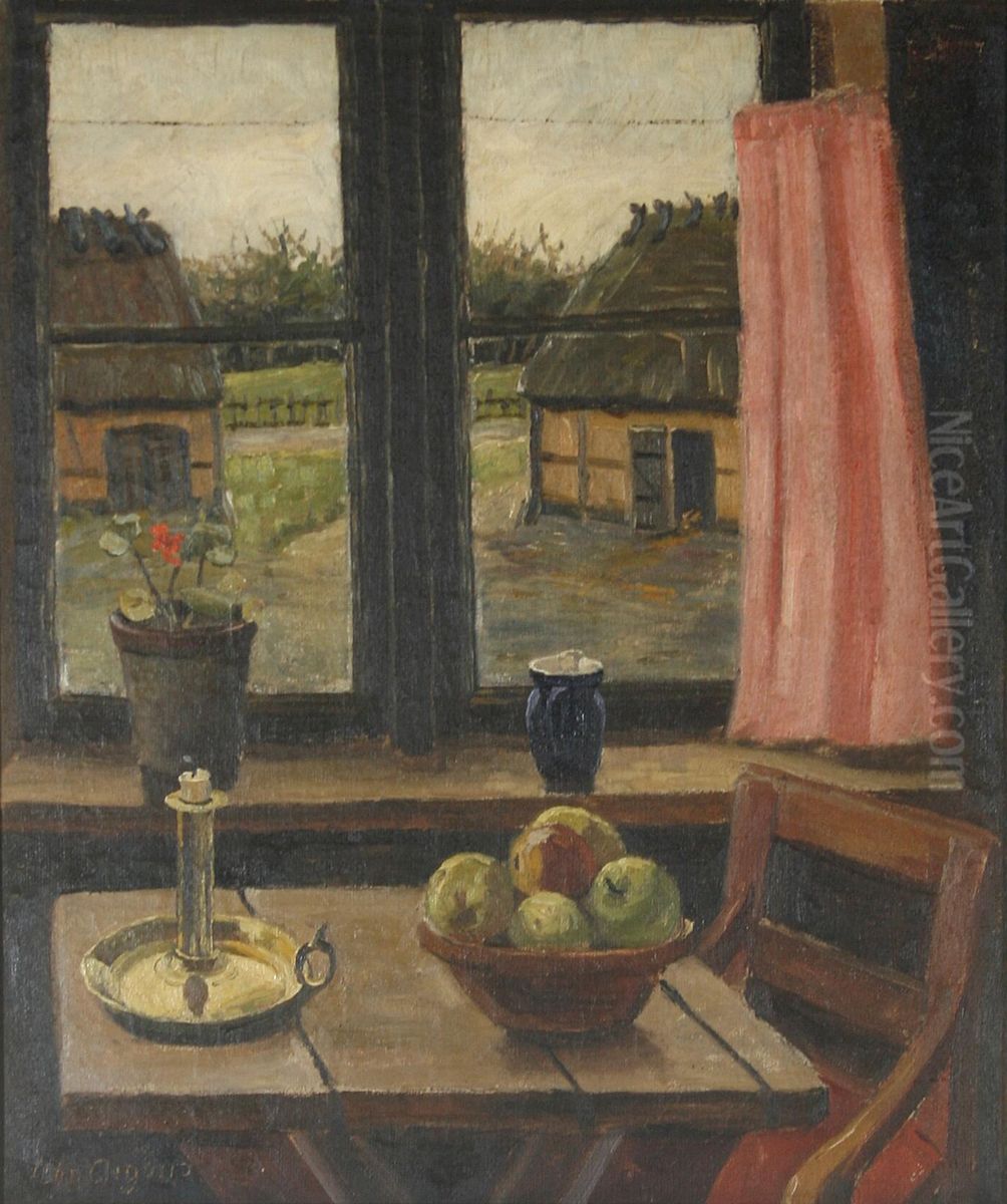 By a kitchen window. Oil Painting by Christian Aigens