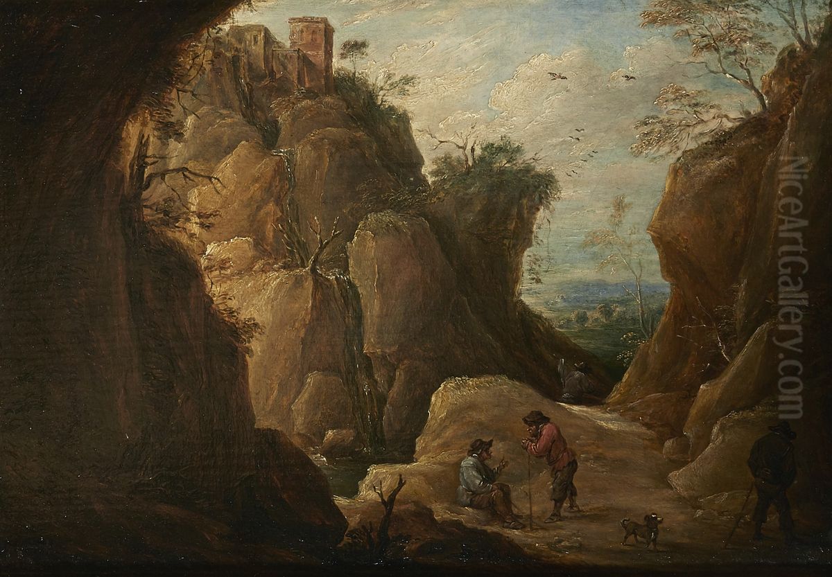 Mountain landscape with travellers Oil Painting by David Teniers the Younger