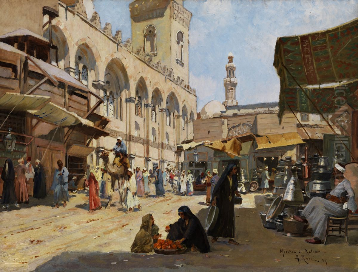 Arabischer Markt in Kaloun. Oil Painting by Alberto Rossi