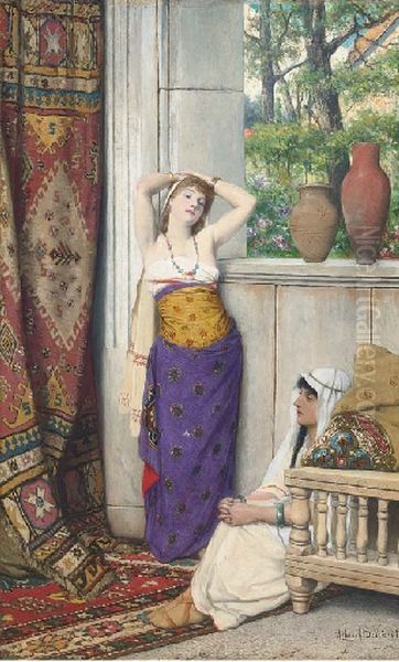 Contemplation in the Harem Oil Painting by Albrecht De Vriendt