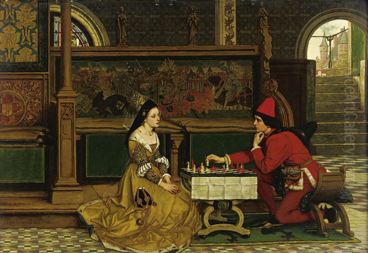 His move Oil Painting by Albrecht De Vriendt