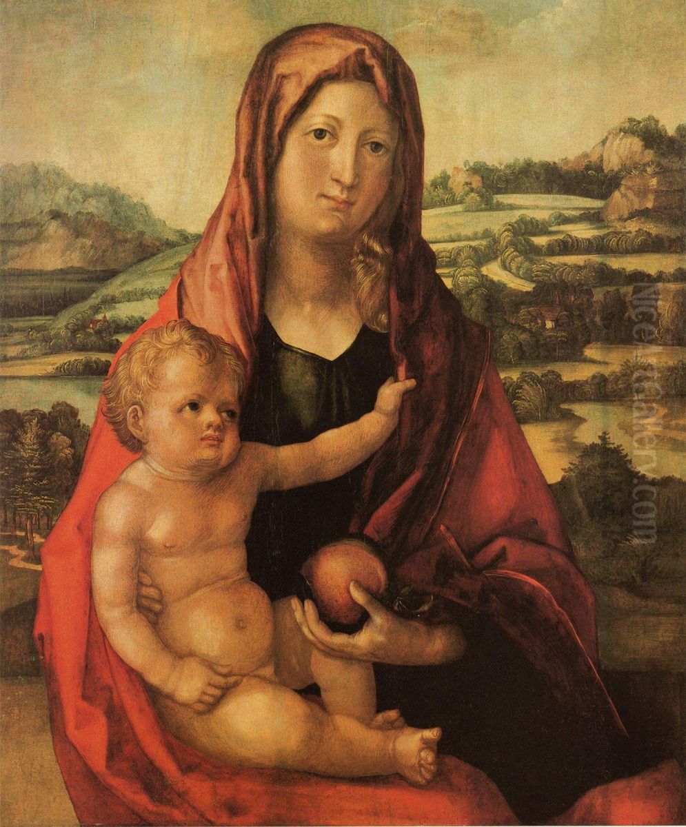 Maria mit Kind vor einer Landschaft Oil Painting by Albrecht Durer