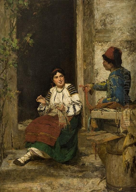 Traveling Peddler Oil Painting by Kazimierz Alchimowicz