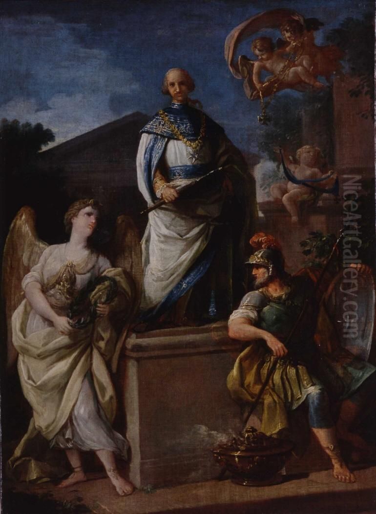 Alegoria de la creacion de la Orden de Carlos III Oil Painting by Antonio Gonzalez Velazquez