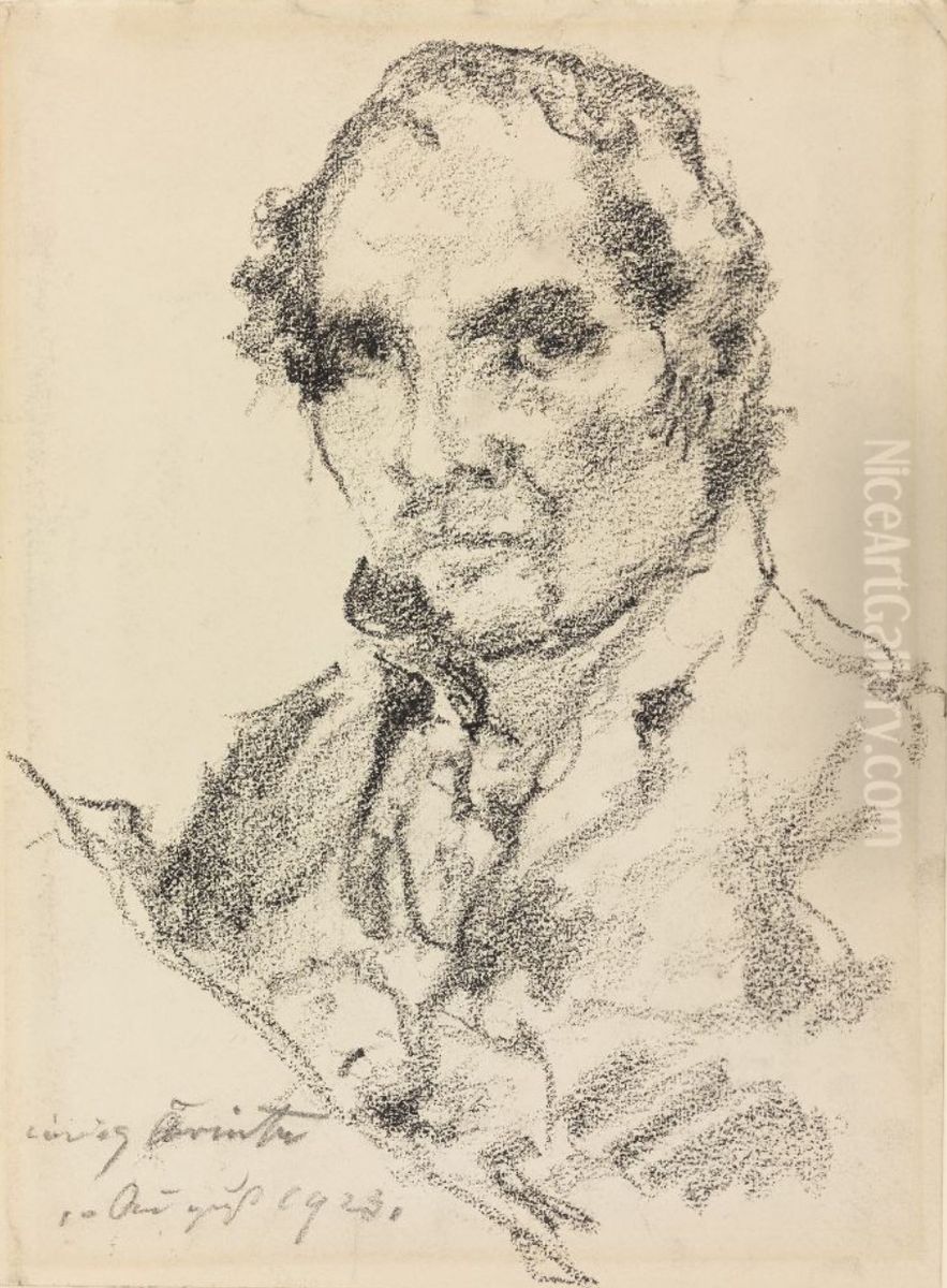 Selbstbildnis, zeichnend Oil Painting by Lovis (Franz Heinrich Louis) Corinth