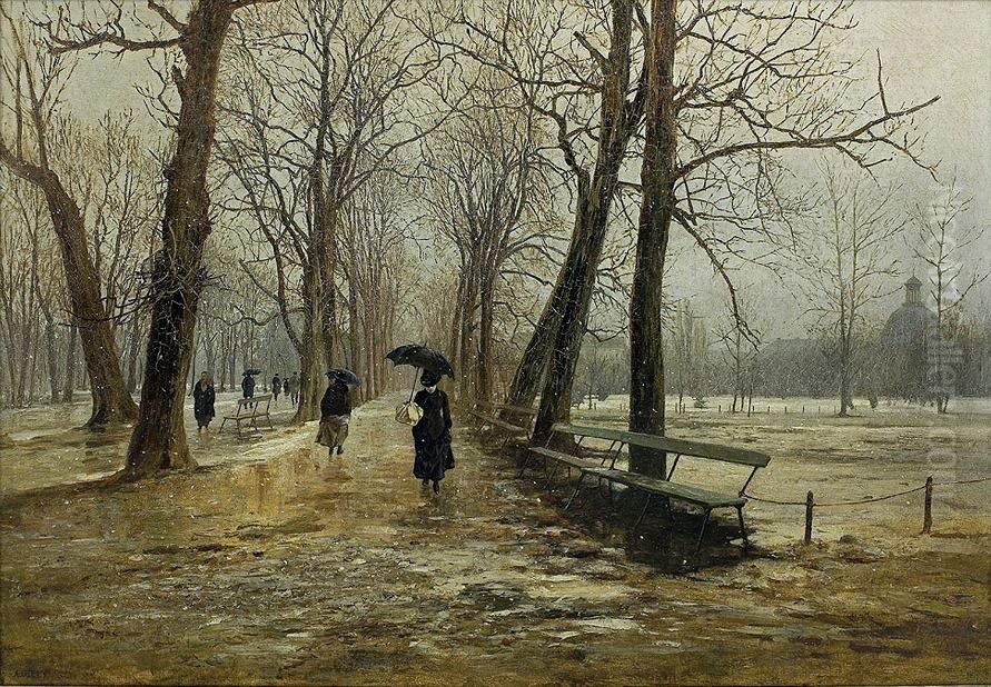 The Saxon Garden in Warsaw Oil Painting by Aleksander Gierymski