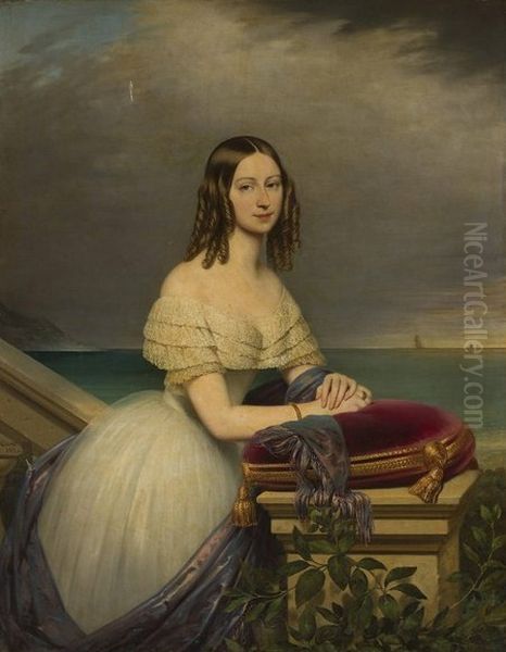 Aleksandra Potocka (1818-1892) Oil Painting by Joseph-Desire Court