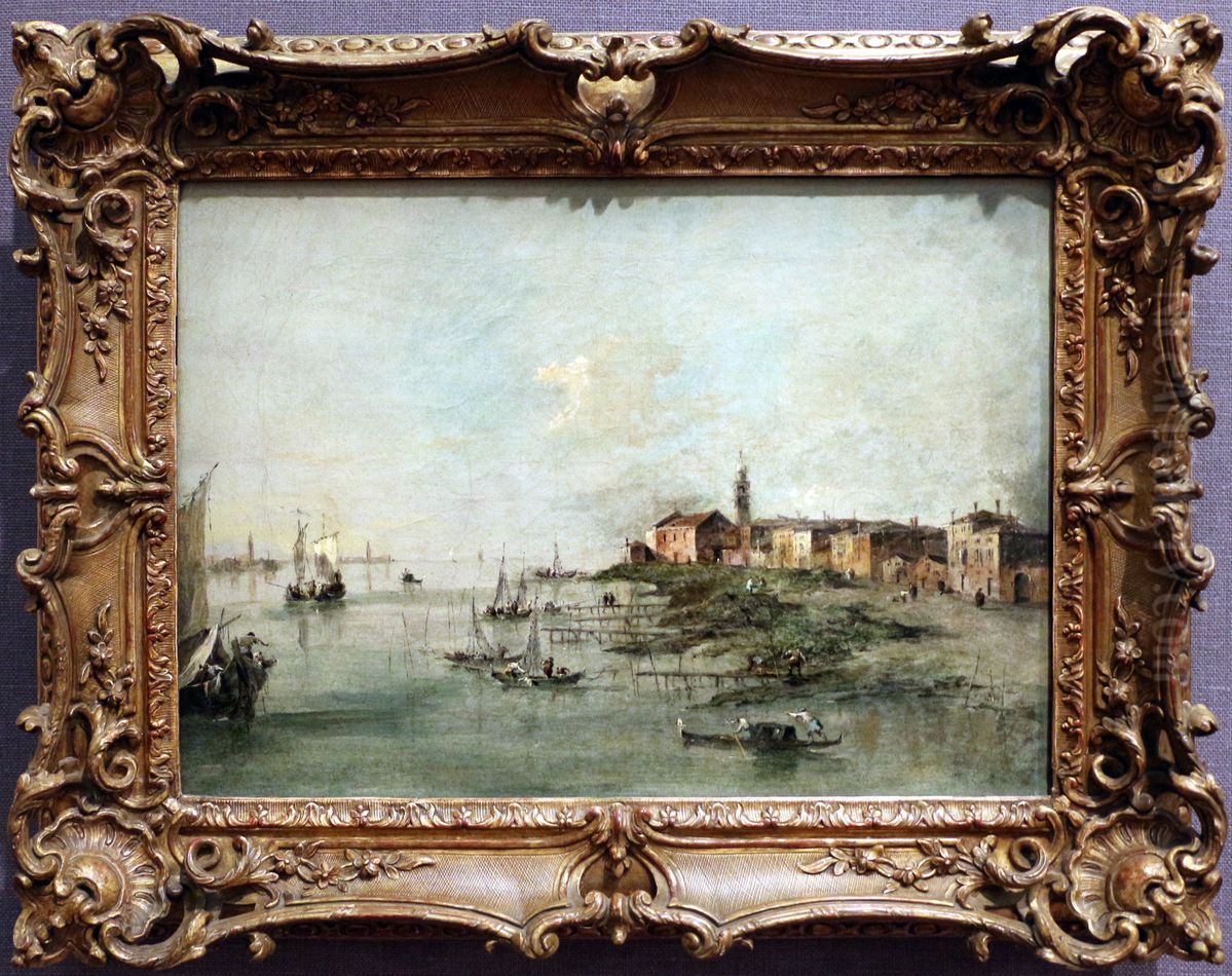 O canal Giudecca e a Igreja de Santa Marta Oil Painting by Francesco Guardi
