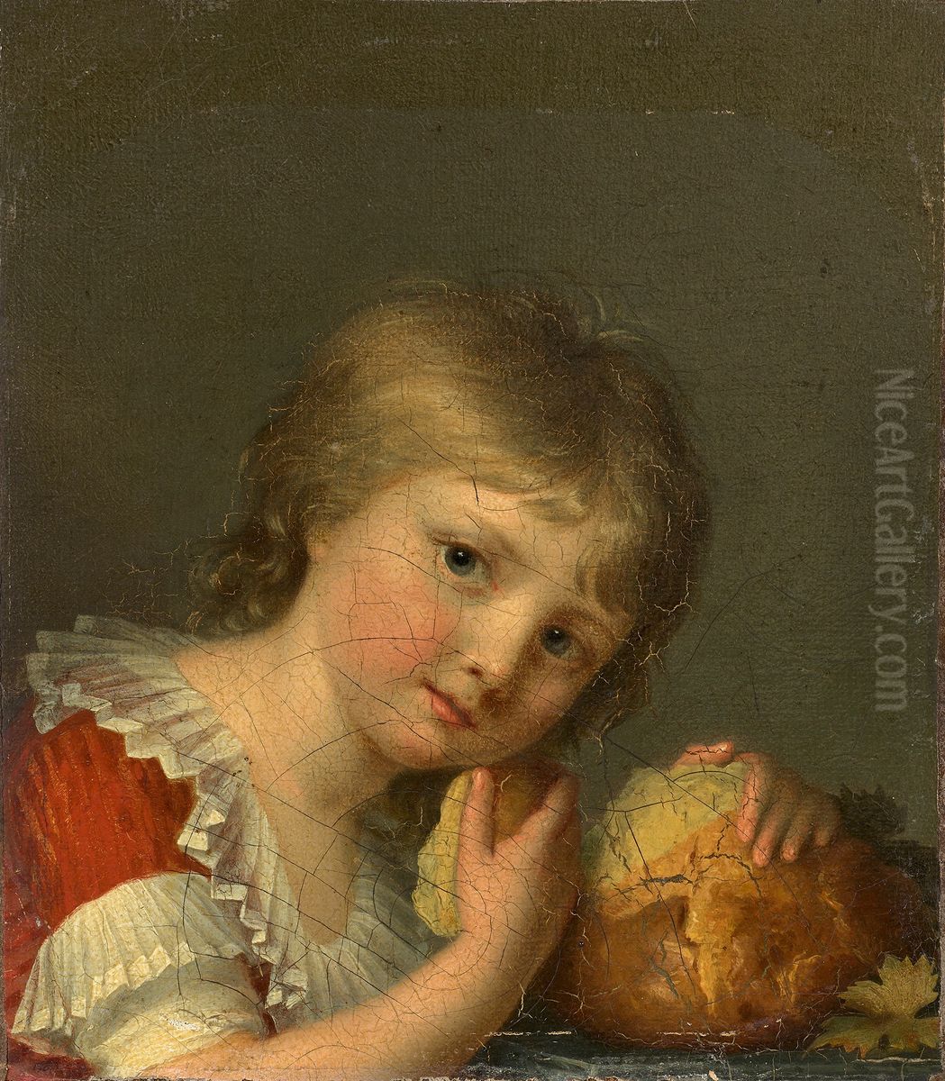 Portrait d'Henri Gabiou a la miche de pain Oil Painting by Marie-Victoire Lemoine