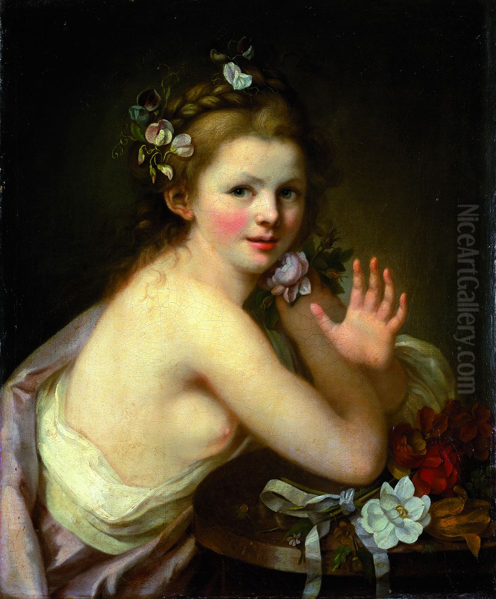 Jeune fille en Flore Oil Painting by Marie-Victoire Lemoine