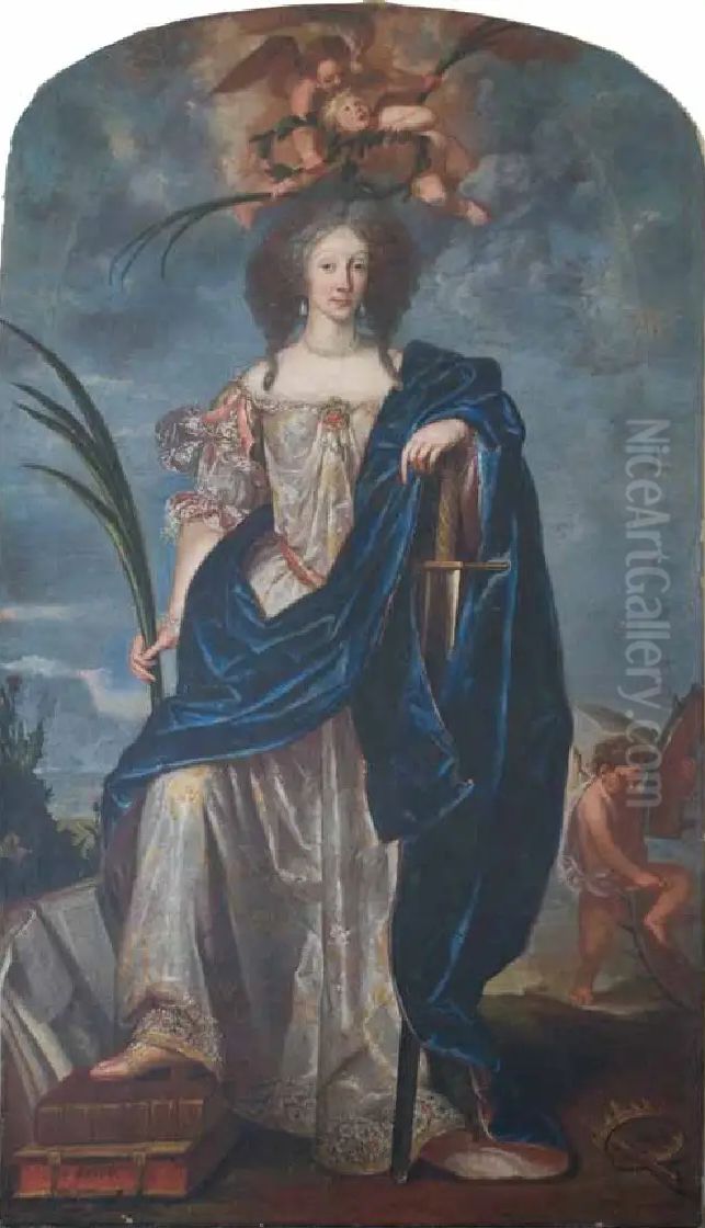 Portrait of Catherine of Questenberg as St. Catherine of Alexandria Oil Painting by Jan De Herdt